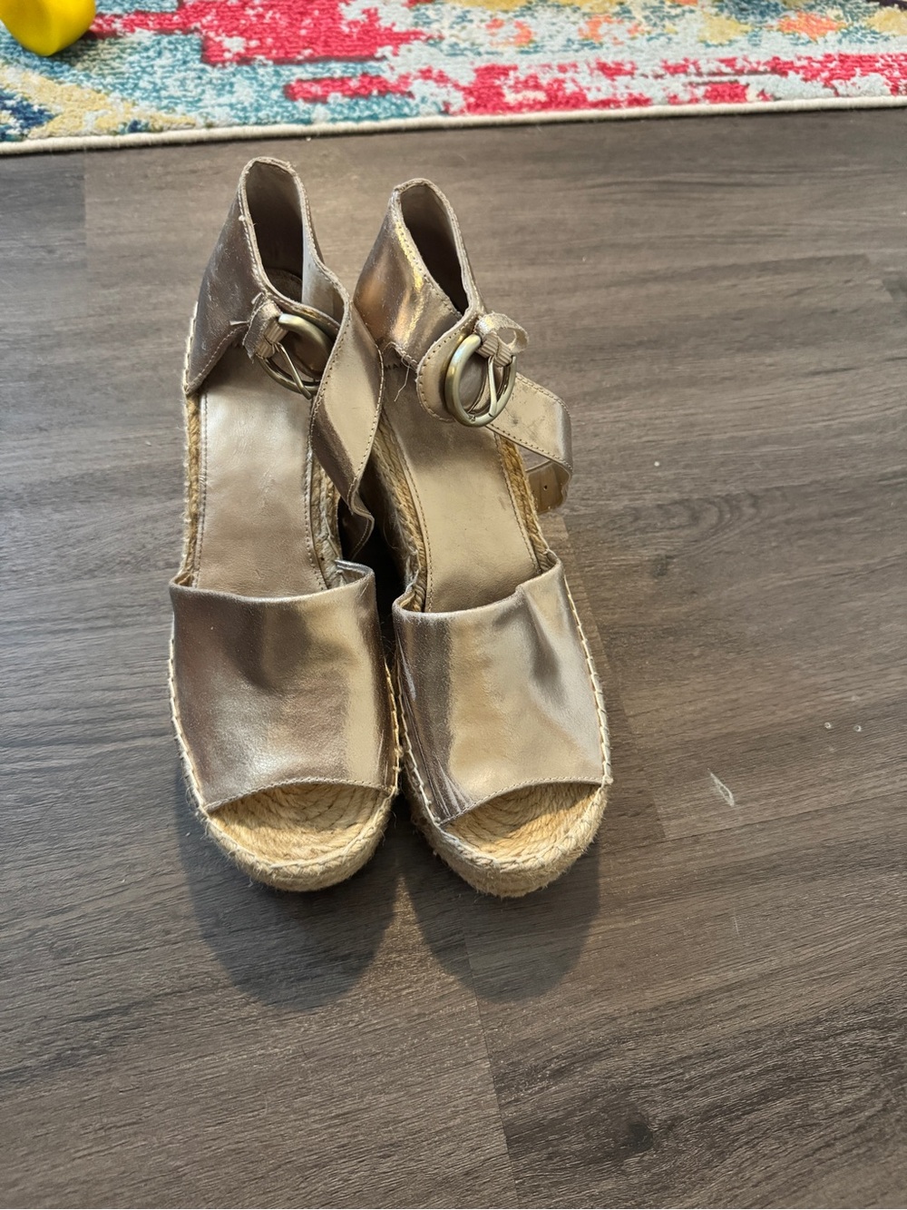Women’s Metallic Espadrille Wedge Sandals - Gold